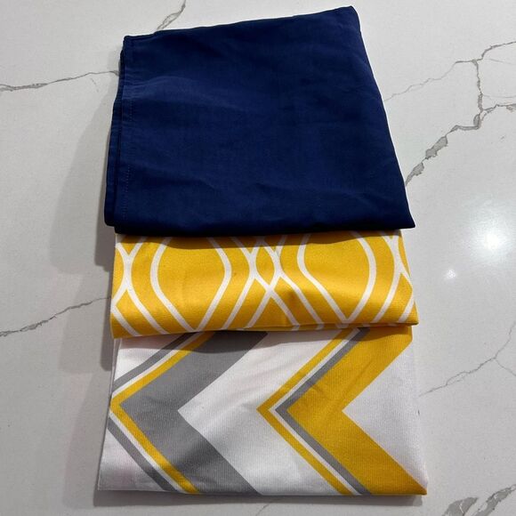 Bundle 3 pillowcases Navy & Yellow & Grey & White - Picture 1 of 8